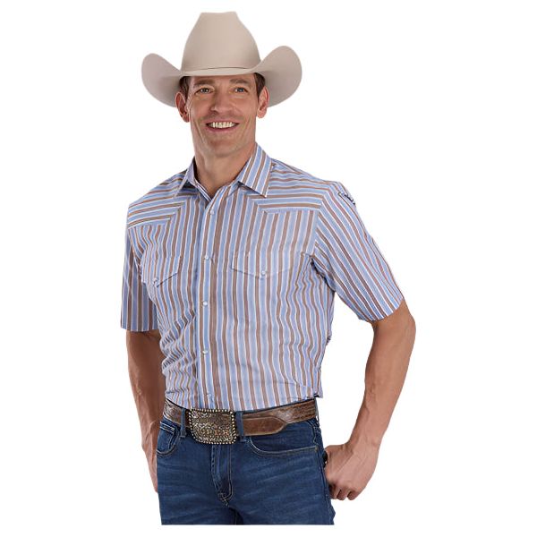 Roper Brown Stripe Snap Up