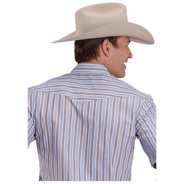 Roper Brown Stripe Snap Up