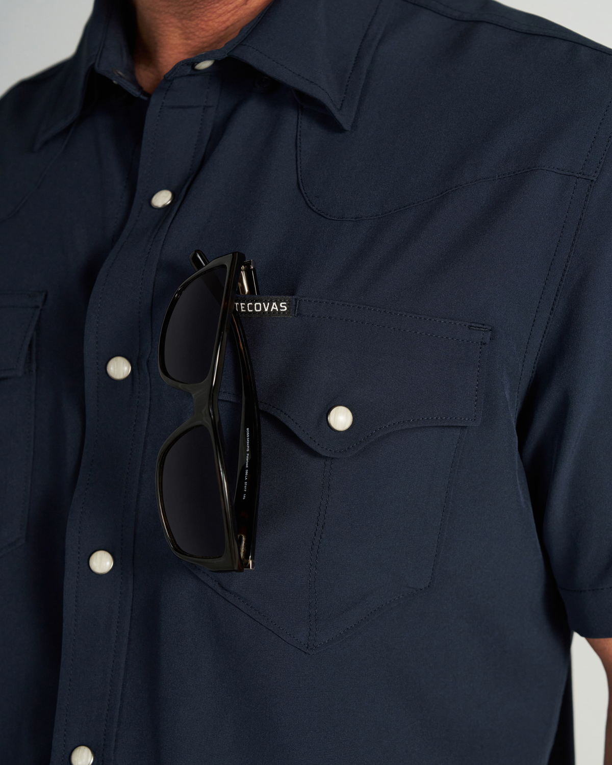 Tecovas Performance Western Snap Solid Navy