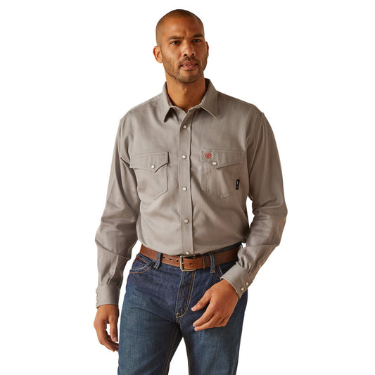 Men's FR Long Sleeve Work Shirt Gray