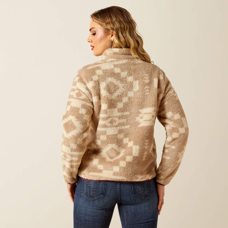 Ariat Berber Snap Pullover Tan/Burgundy
