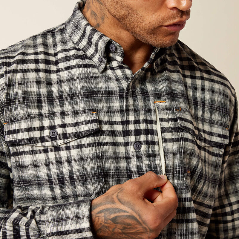 Ariat Rebar Flannel DuraStretch Work Shirt Pelican