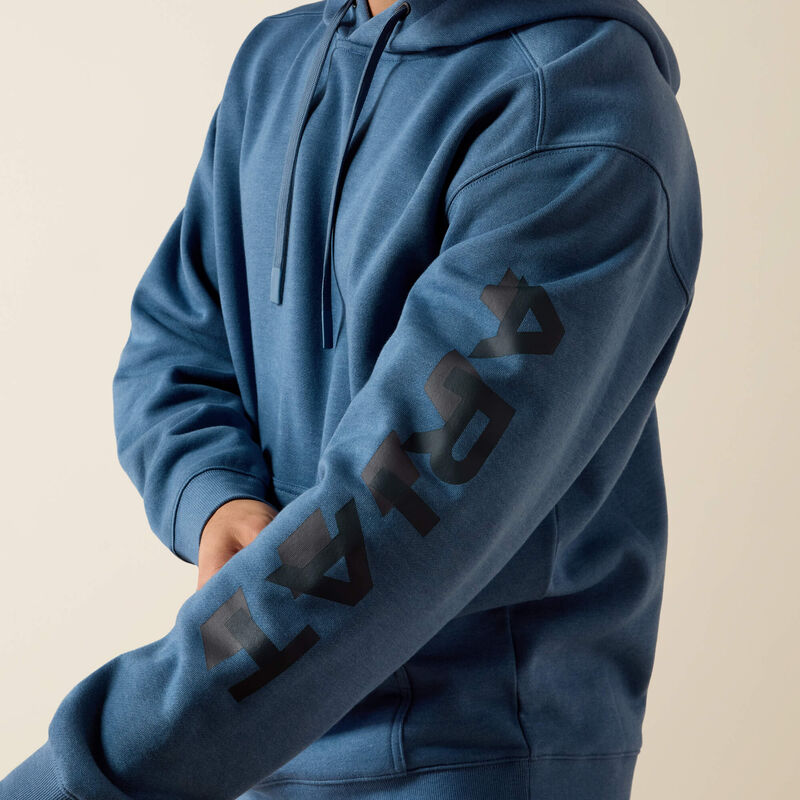 Ariat Rebar Lightweight Logo Hoodie Blue Fushion Heather|Collegiate Blue