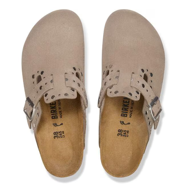 Birkenstock Boston Rivets Suede Taupe Leather