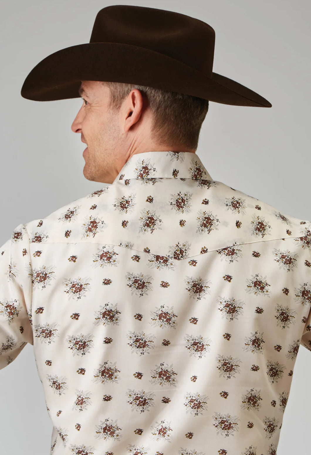 MENS LONG SLEEVE SNAP VINTAGE FLORAL WESTERN SHIRT