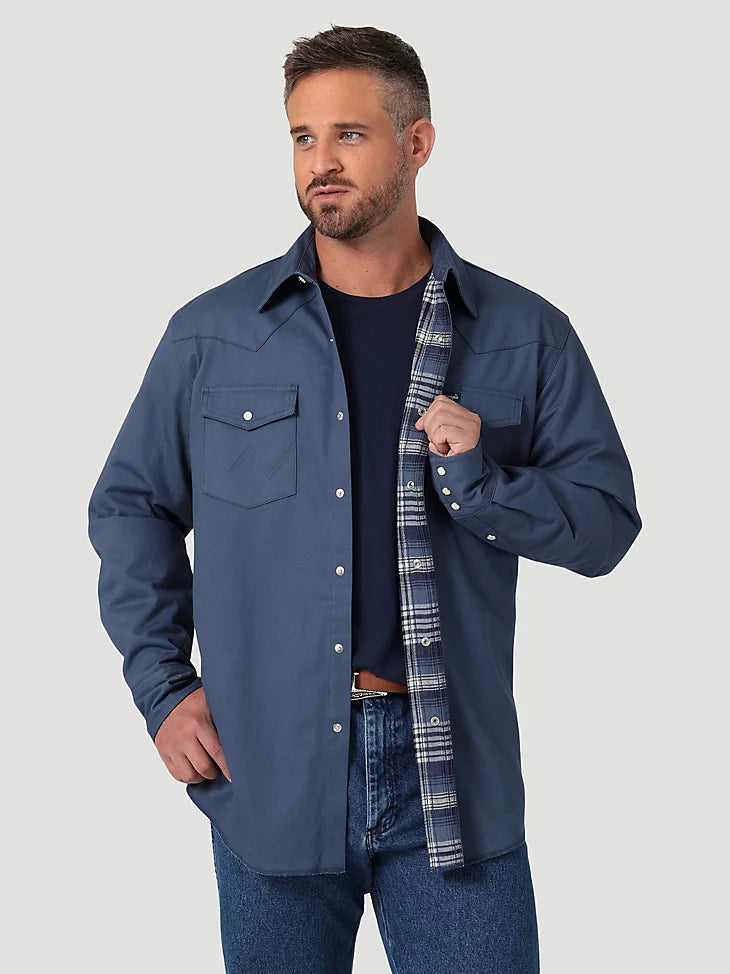 Wrangler Men's Tannin Quilt Lined Flannel Shirt Jacket Large