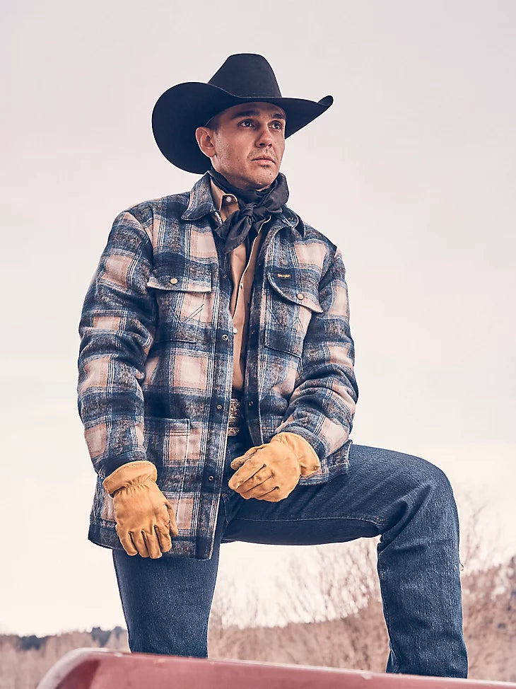 Wrangler Tannin Shirt Jacket Quilt Lining Front Jacket Pockets