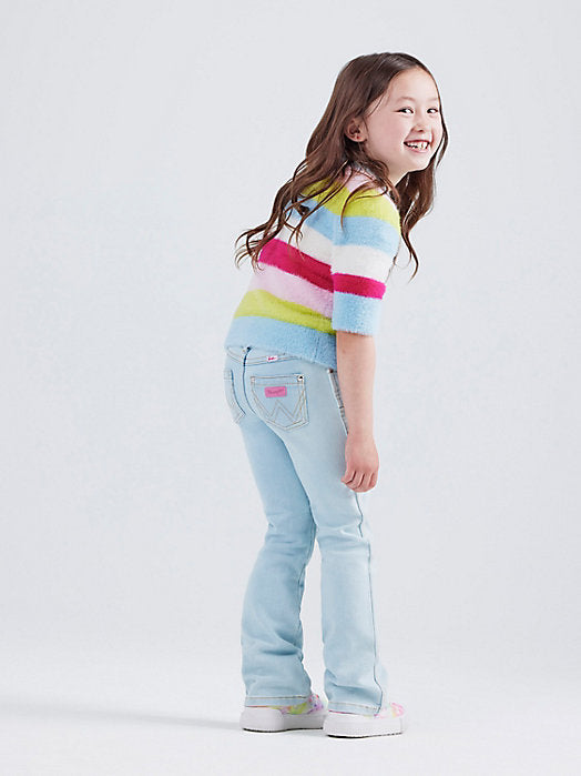 Wrangler Pink patch Girl's Coastal Blue Flare jean