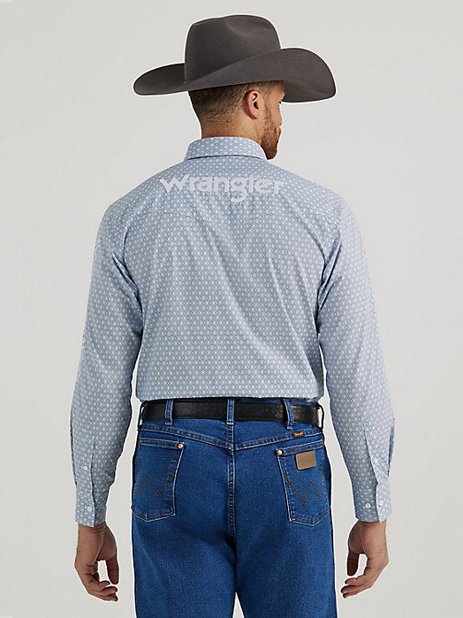 Wrangler Logo Pale Blue Men's Button Up