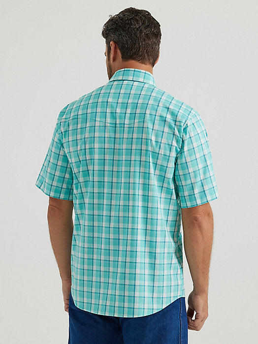Wrangler Wrinkle Resist Turquoise Men's Snap Up