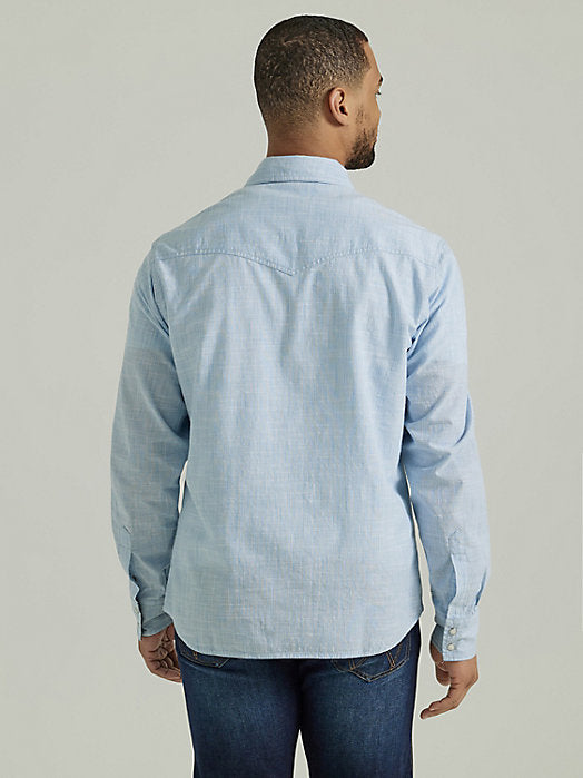 Wrangler Retro Blue Weave Men's Snap Up