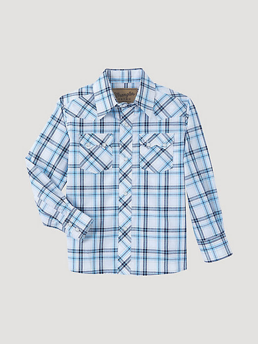 Wrangler Sawtooth Sky Blue Boy's Snap Up