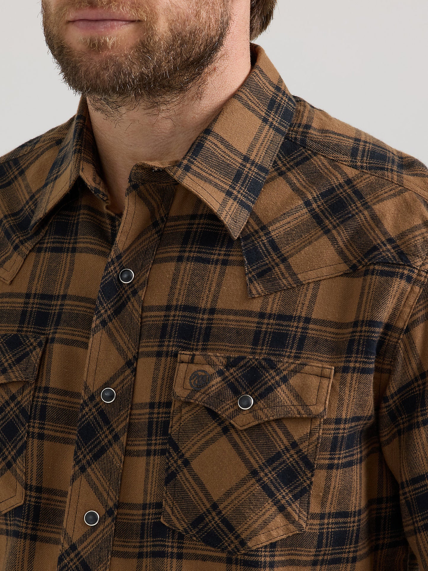 Wrangler Cowboy Flannel Chocolate Men's Snap Up