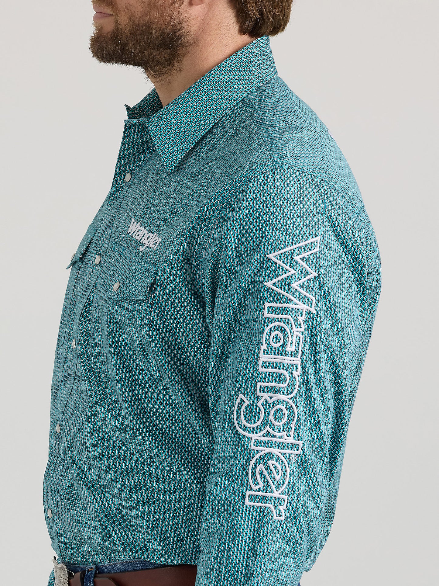 Wrangler Turquoise Logo Men's Snap Up