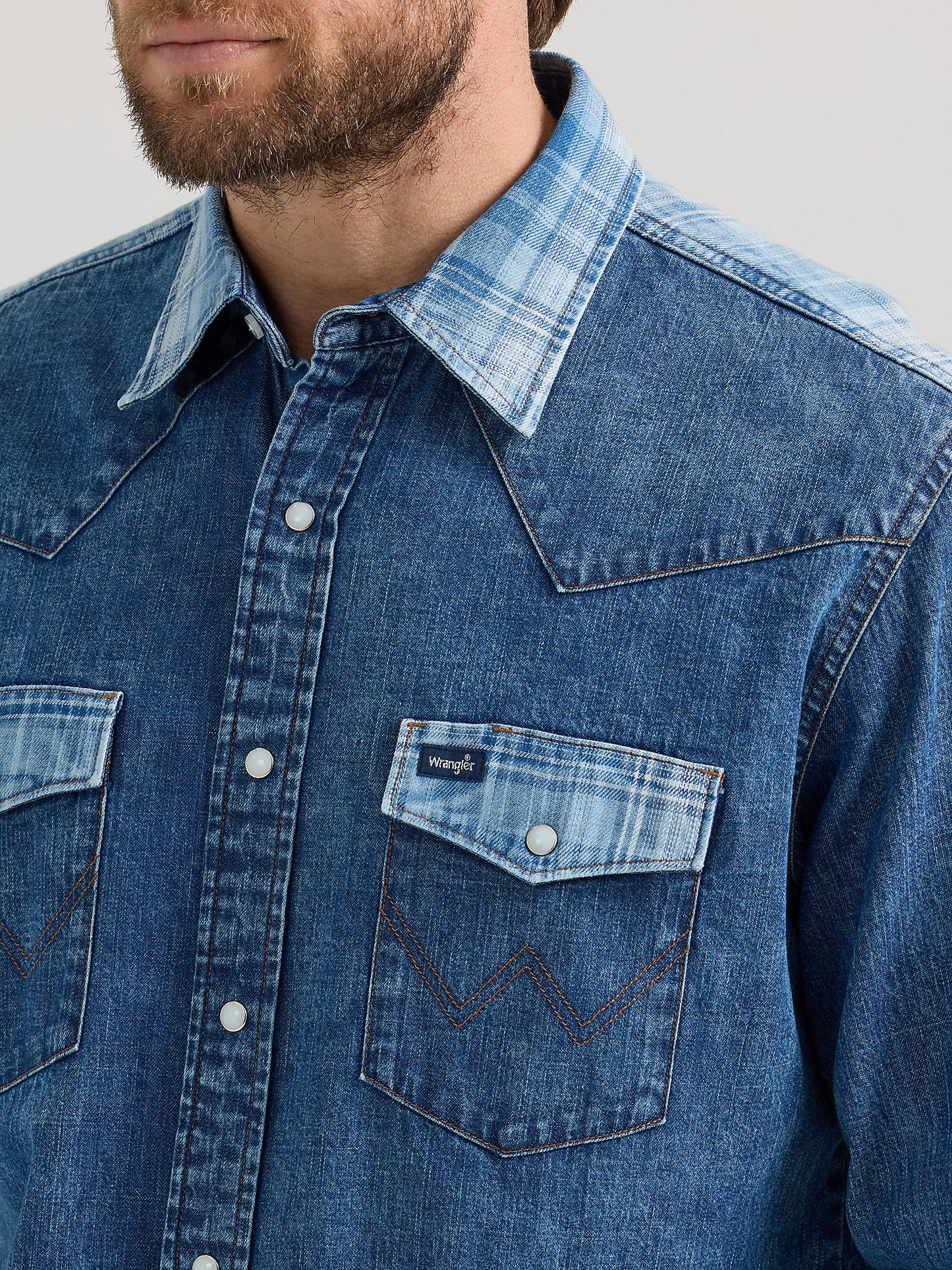 Wrangler Vintage Denim Two Tone Men's Snap Up