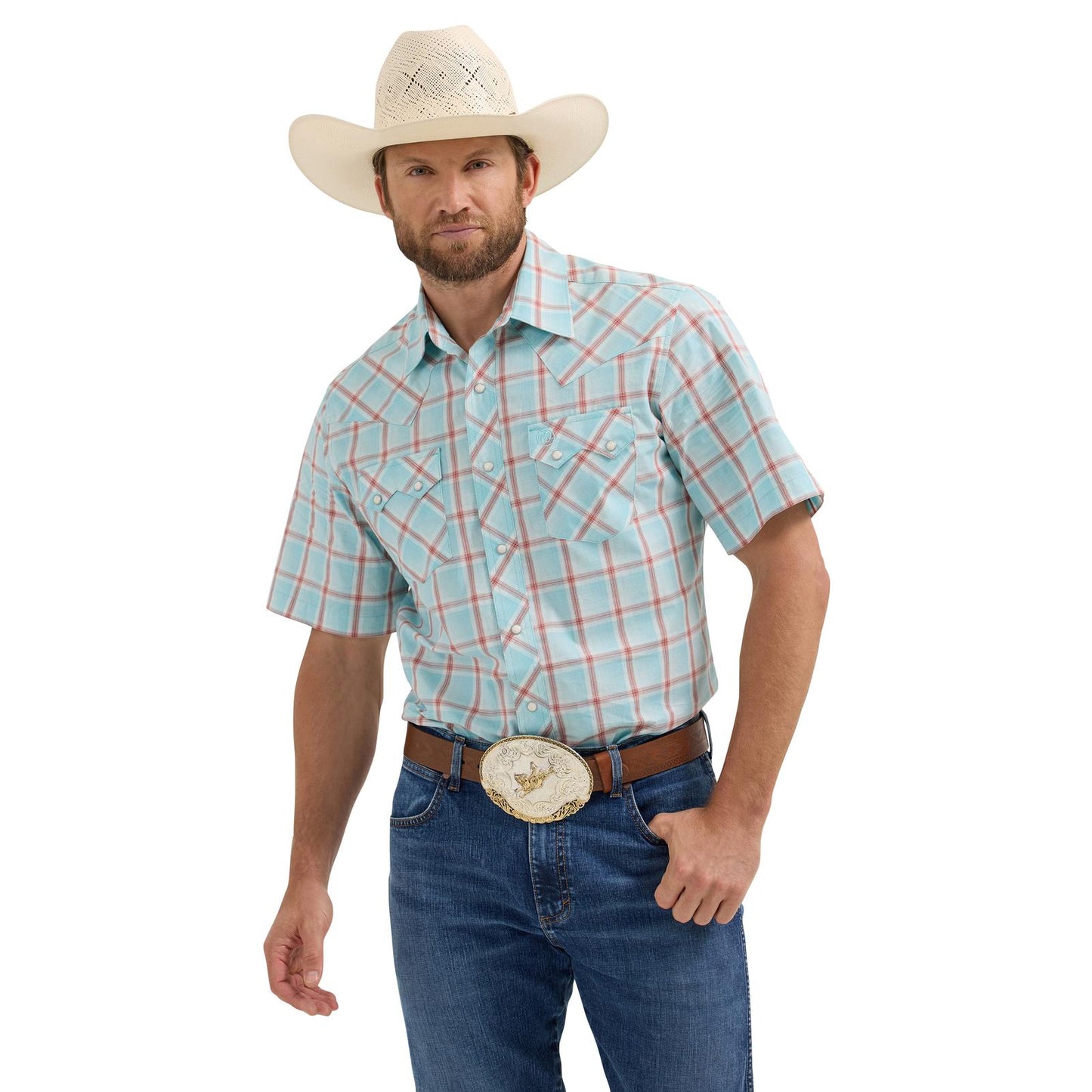 Wrangler Sawtooth Light Blue Snap Up