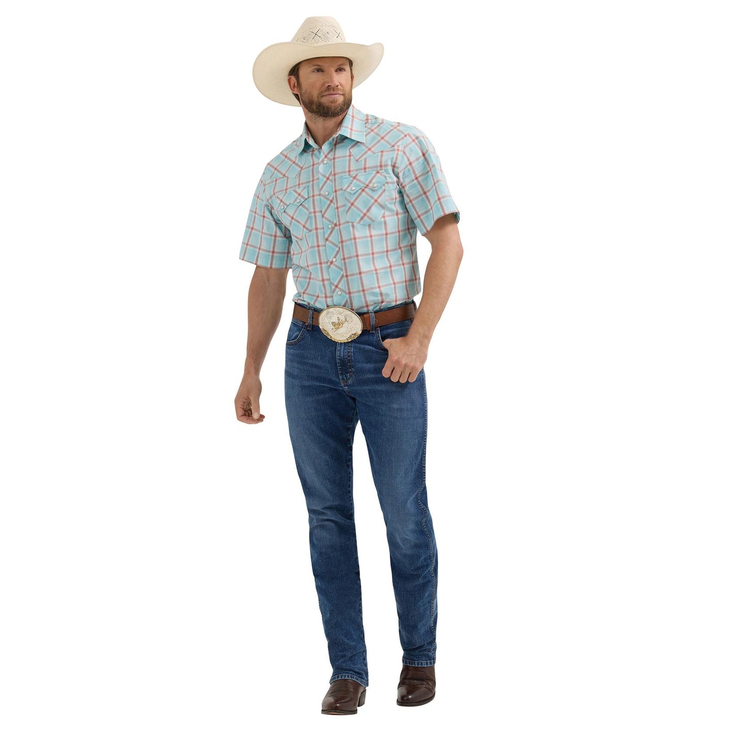 Wrangler Sawtooth Light Blue Snap Up