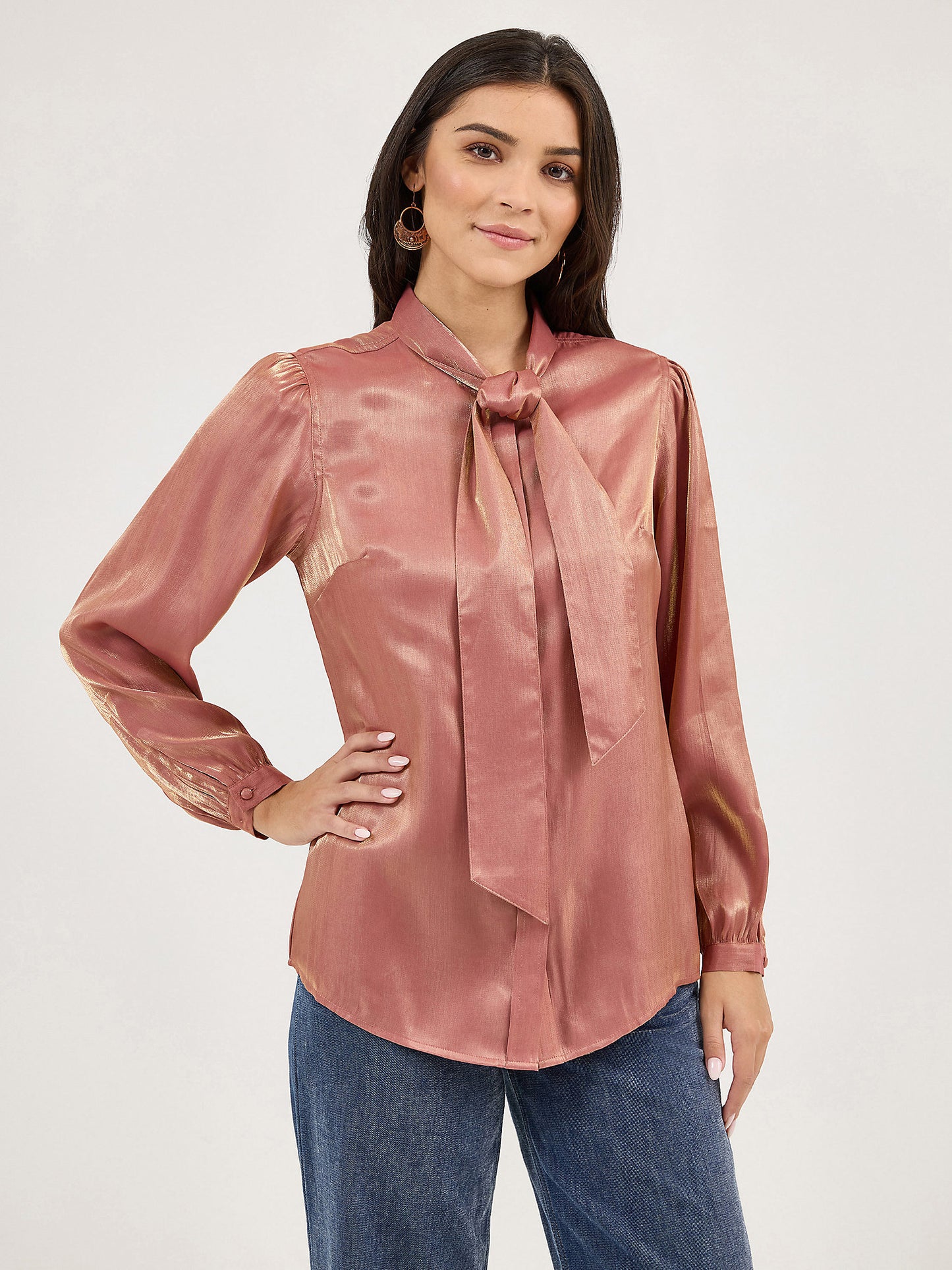 Wrangler Shimmer Rose Gold Blouse