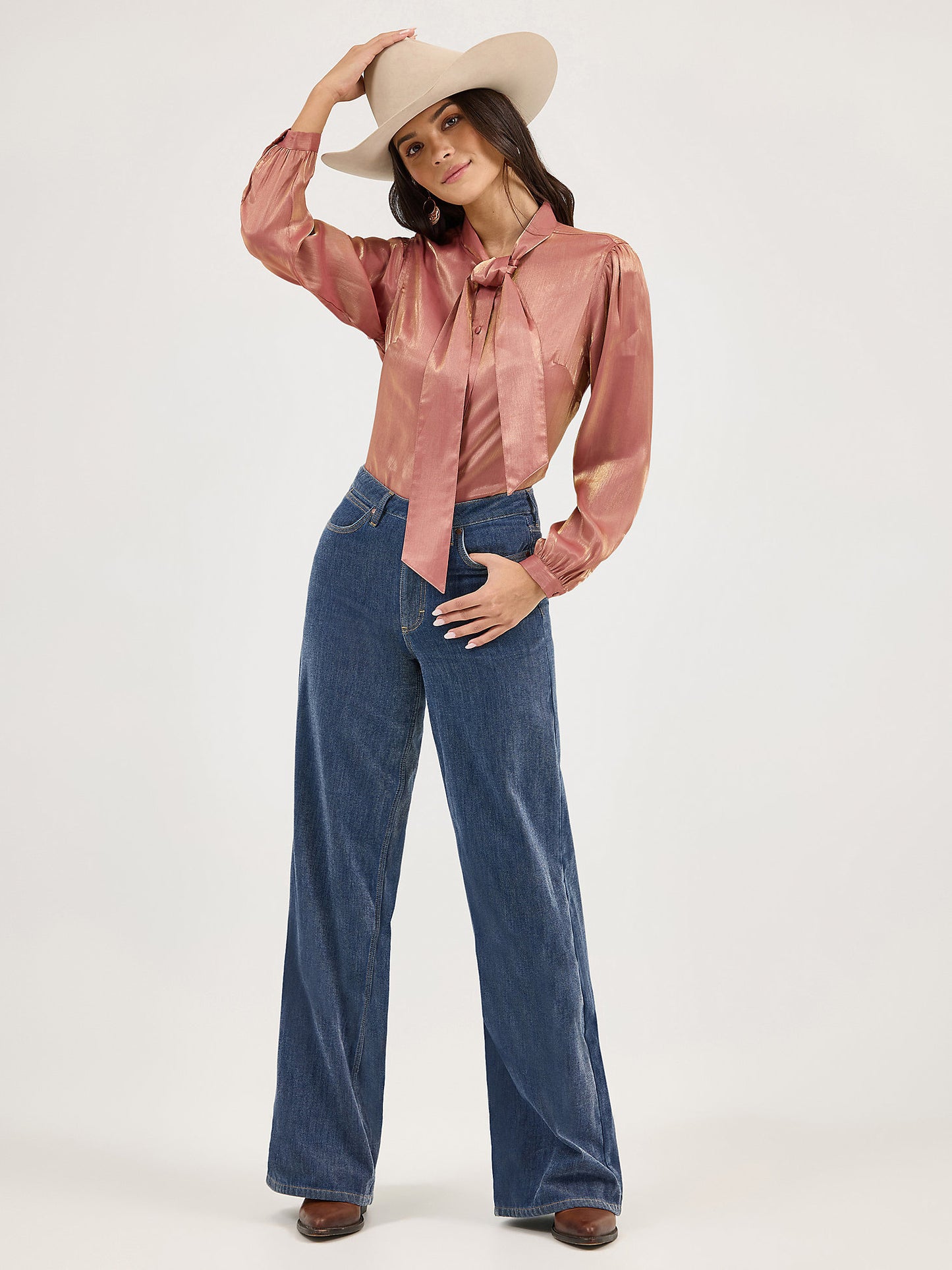 Wrangler Shimmer Rose Gold Blouse