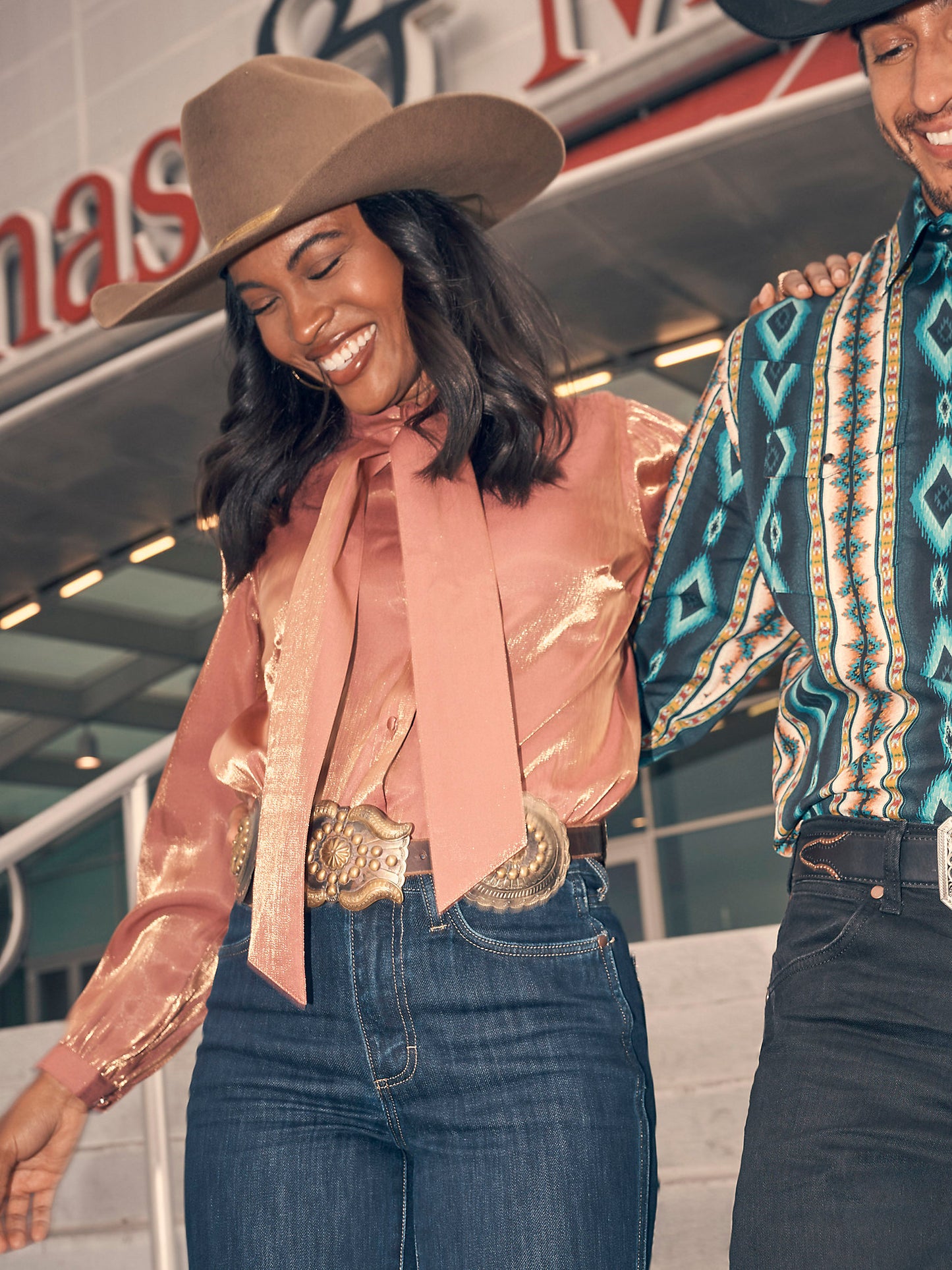 Wrangler Shimmer Rose Gold Blouse