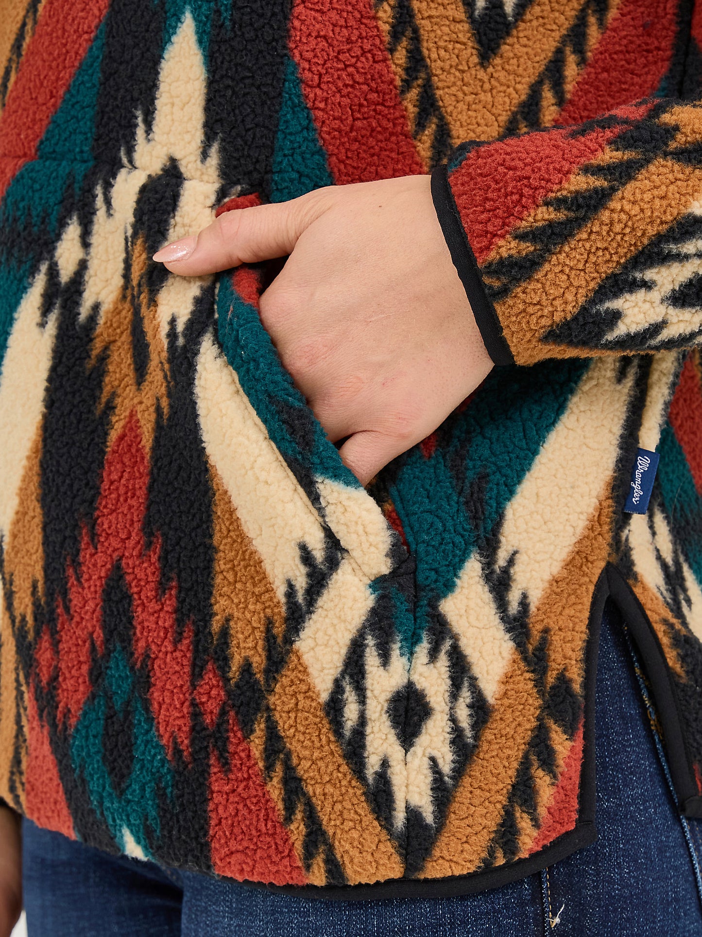 Wrangler Teal Aztec Sherpa Pullover