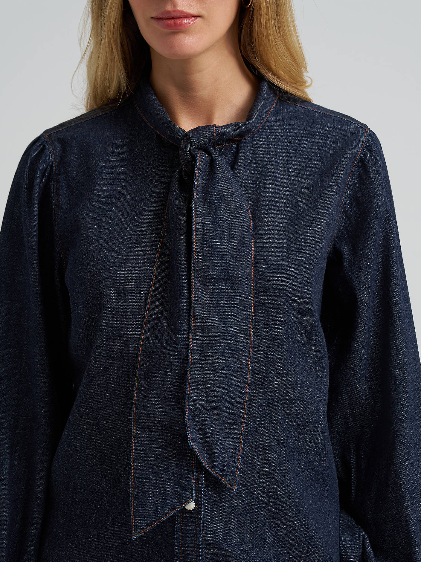 Rustic Denim Bow Snap Up