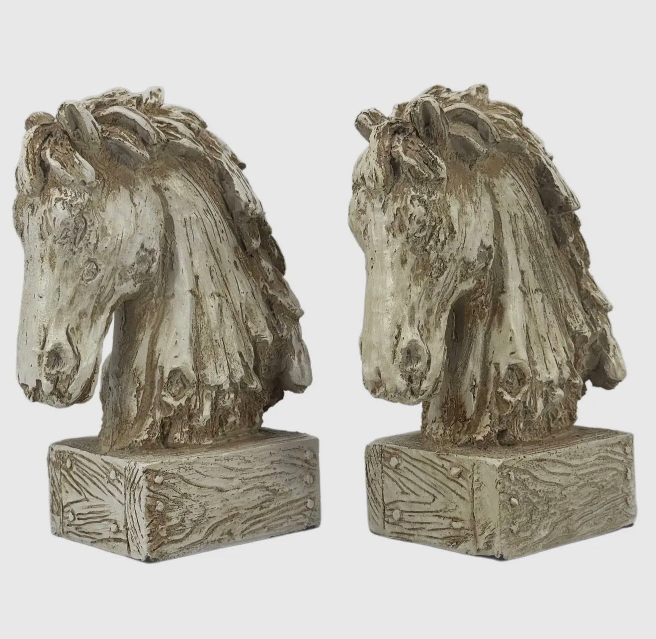 Horse head wood-like carved bookends
