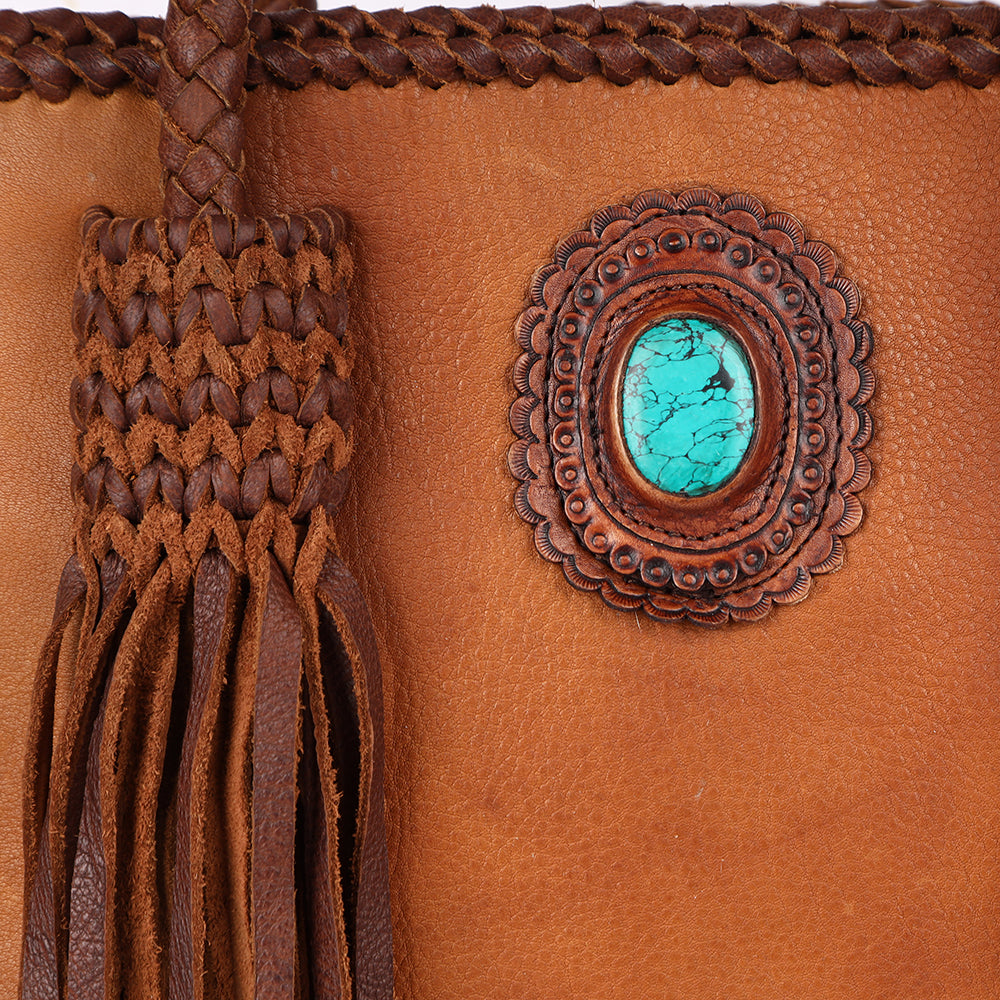 Braided Suntan Tote Handbag