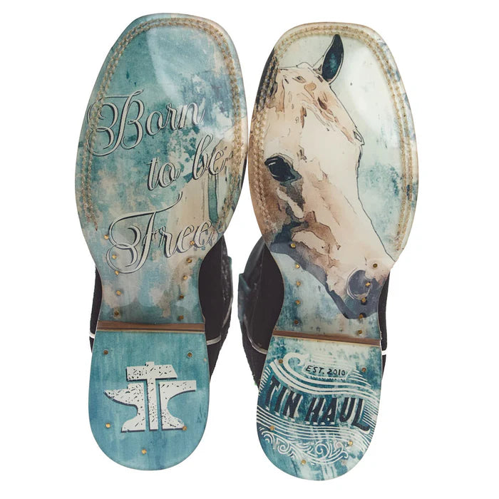 Tin Haul Women's Black Sueded Vamp 11In Black Top Boot