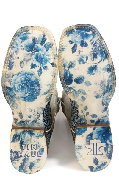 Tin Haul Charmcut Blue Floral Boots