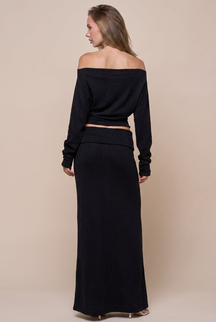 Black Slouch Top & Maxi Skirt Set