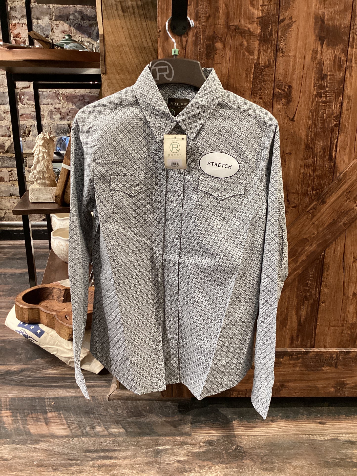 Roper Ladies Four Point Foulard Grey Button Up