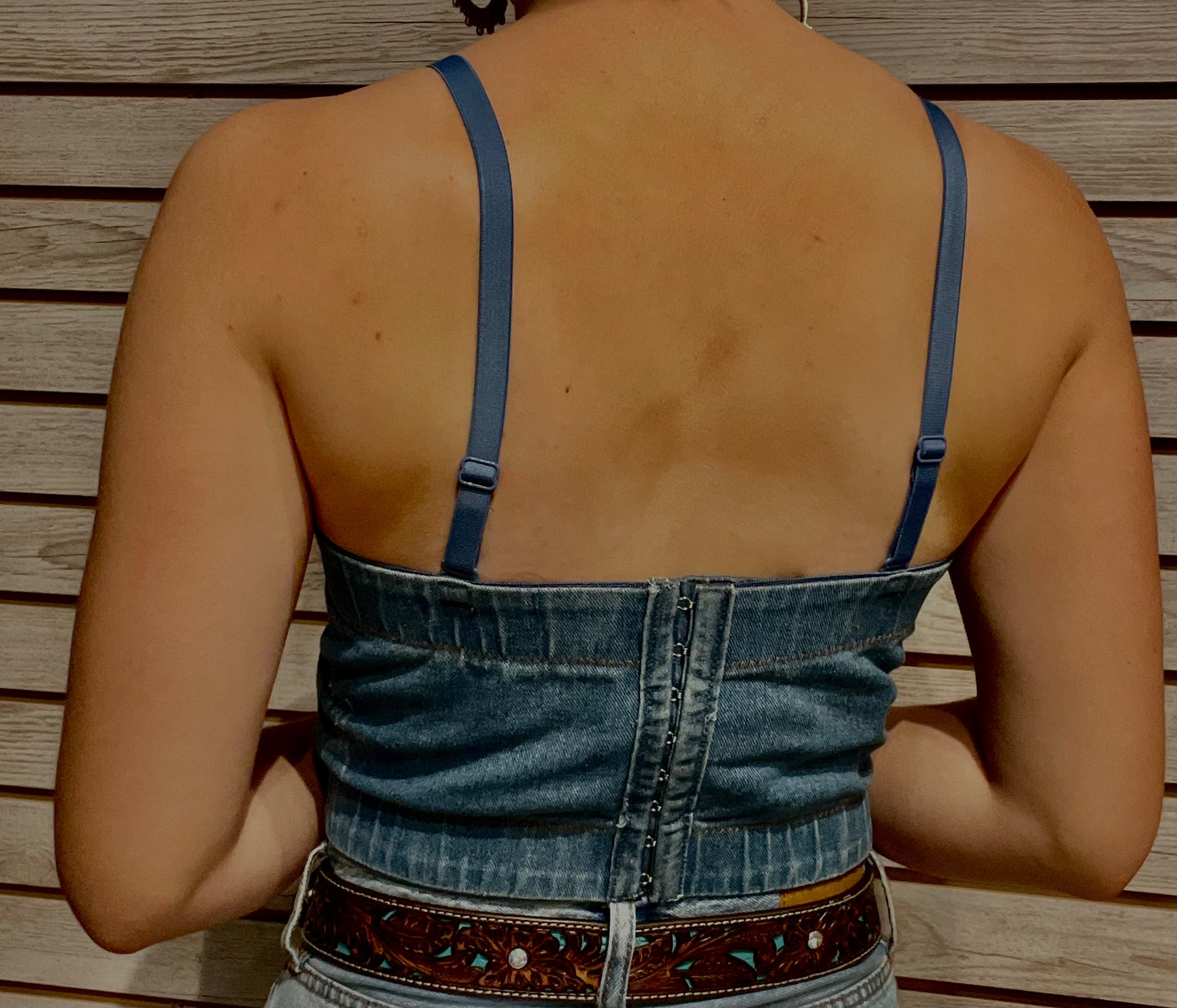 Dolly Denim Rhinestone Crop