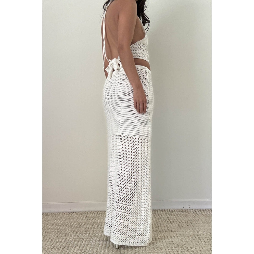 Island Ivory Knit Halter Top & Maxi Skirt