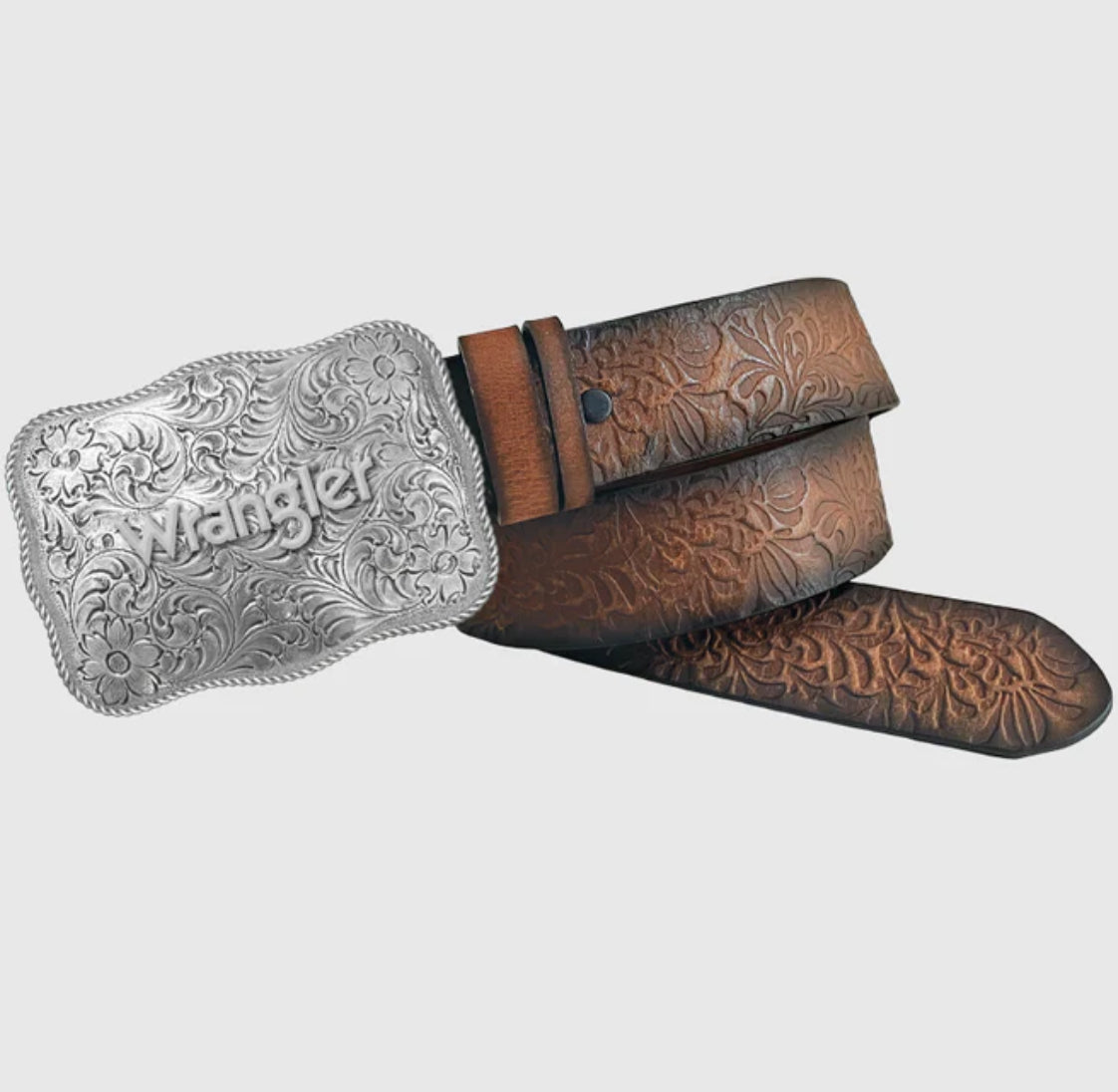 Wrangler Black and Brown Tooled Belt With Buckle