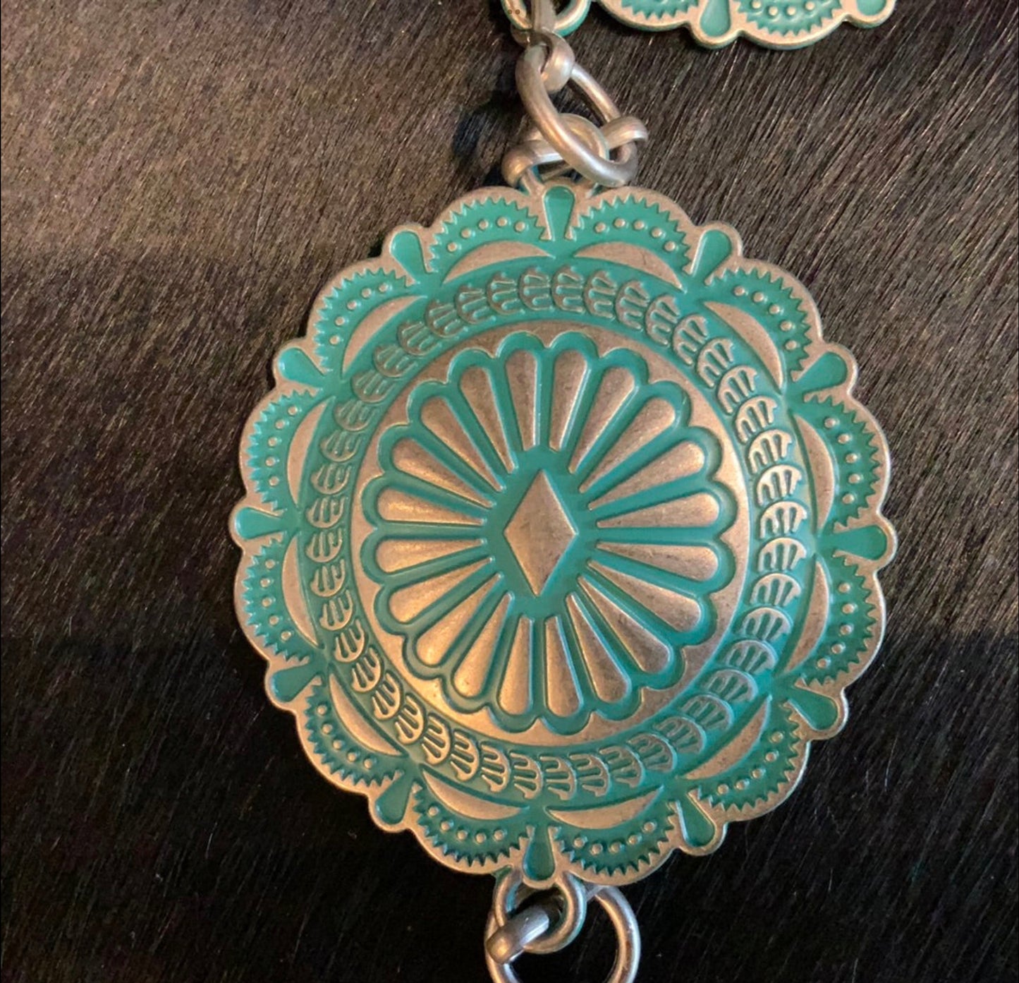 Concho Belt With Turquoise Wash