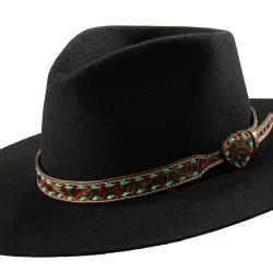 Scroll Embossed Hear Buck Lace Brown Hatband
