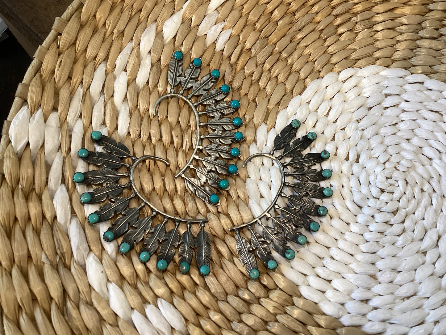 Mattie Feathered Ear Cuff with Turquoise Authentic