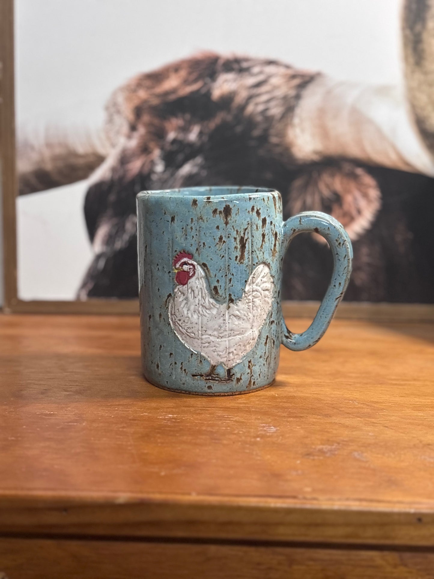 White Chicken Handmade Mug 14oz