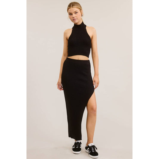 Riviera Black Tank Top & Midi Skirt Set
