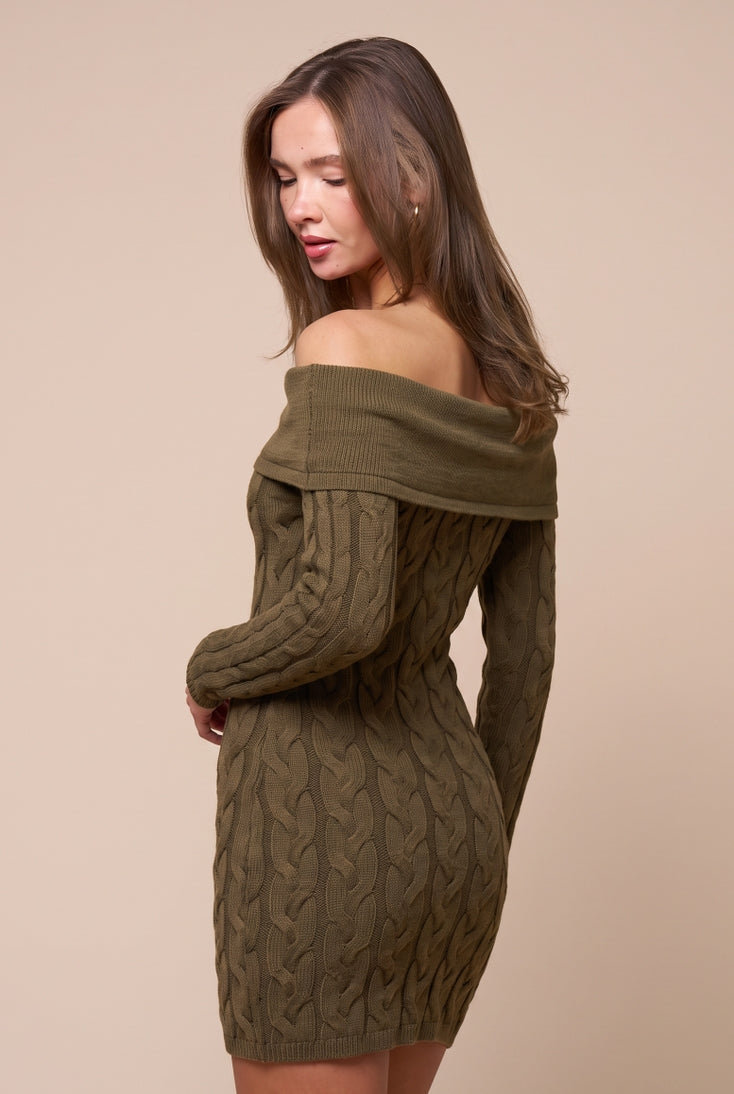 Off Shoulder Knit Mini Dress