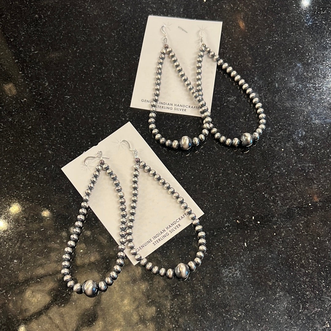 Navajo Pearl Teardrop Hoop Earrings