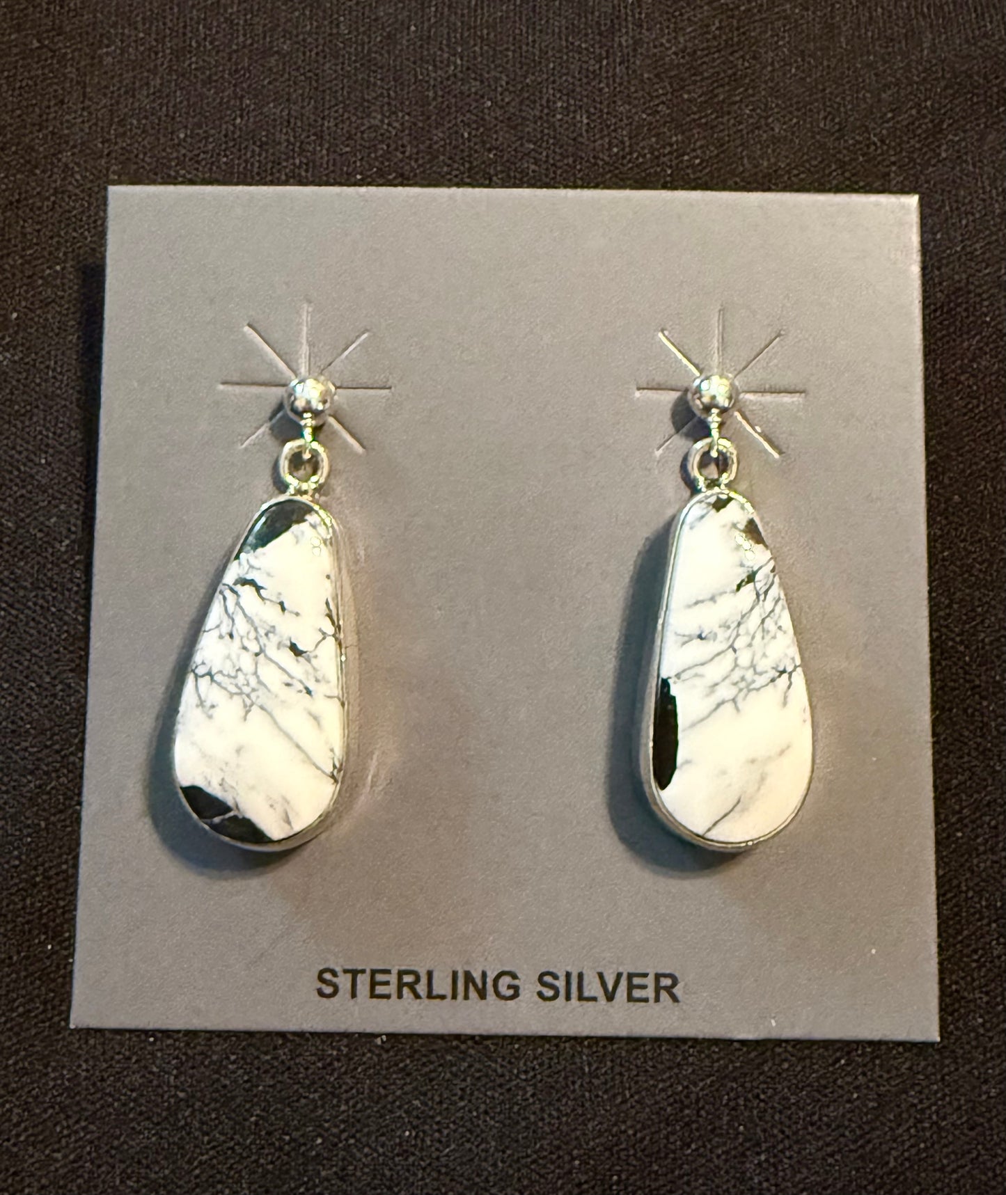 Authentic White Buffalo Tear Drop Earrings