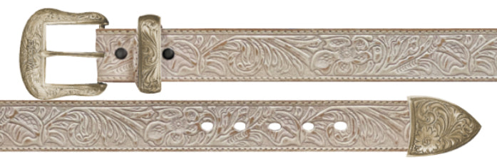 Woman’s White Tooled Belt