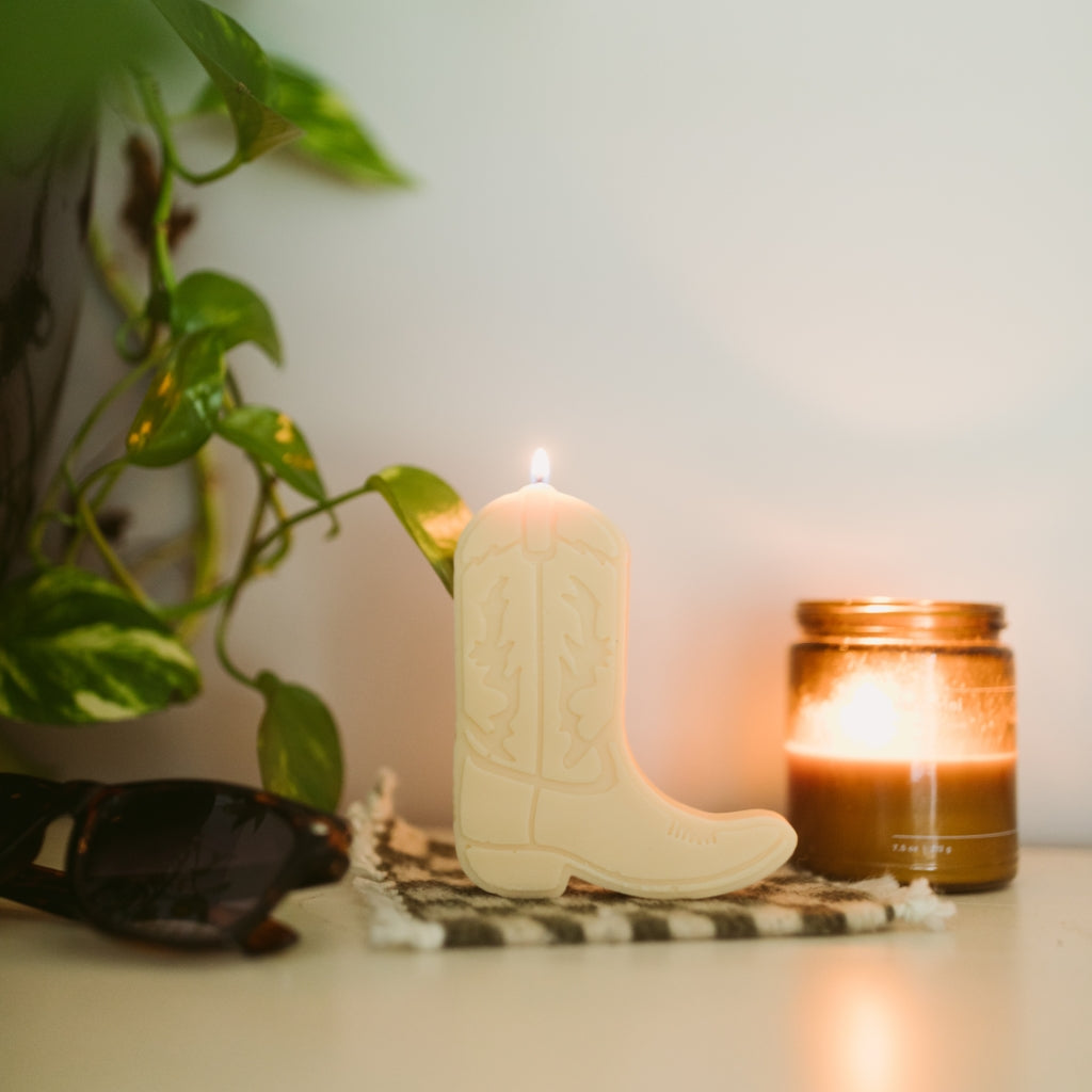 Nashville Cowboy Boot Candle Bone