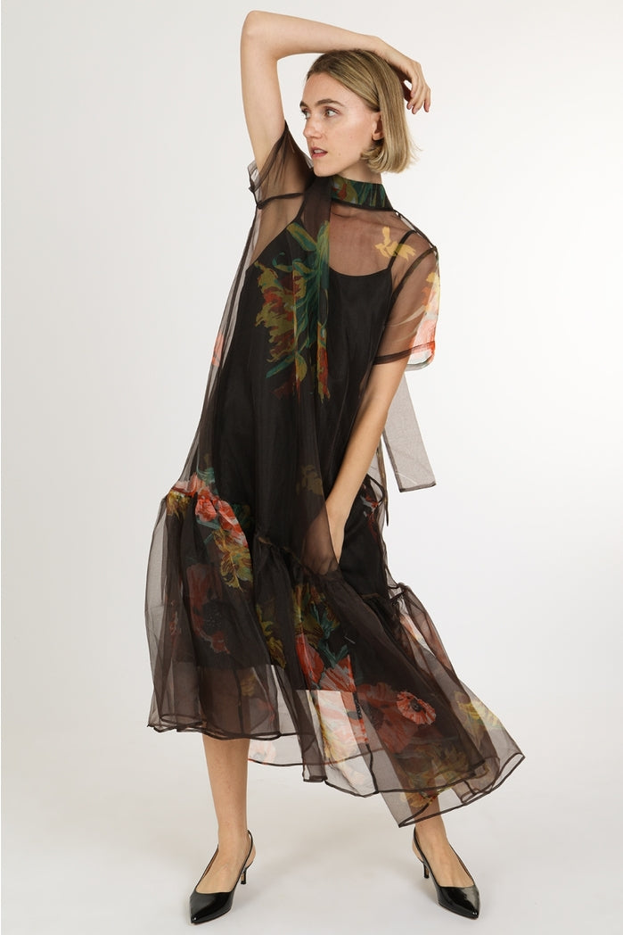 Floral Flounce Maxi Dress Small