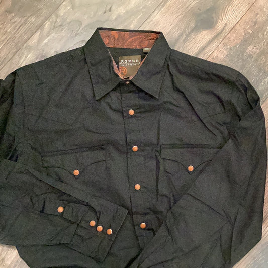 Roper Solid Black Poplin Men’s Shirt