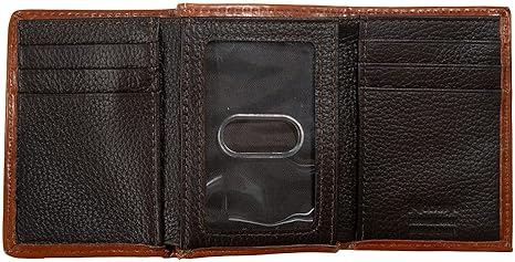 Nocona Western Wallet Mens Trifold Calf Hair Longhorn Brown