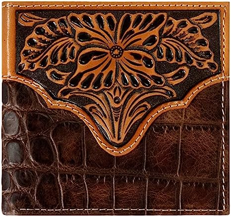 Ariat Brown Croc Floral Bifold Wallet