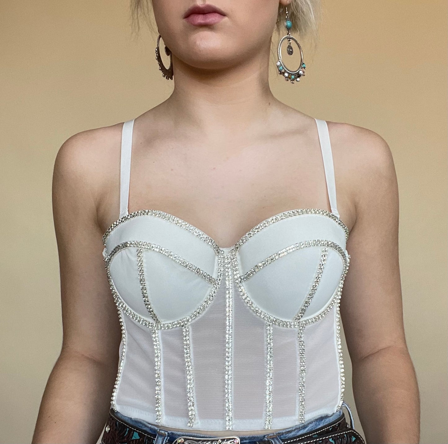 Hallie Rhinestone Corset Crop